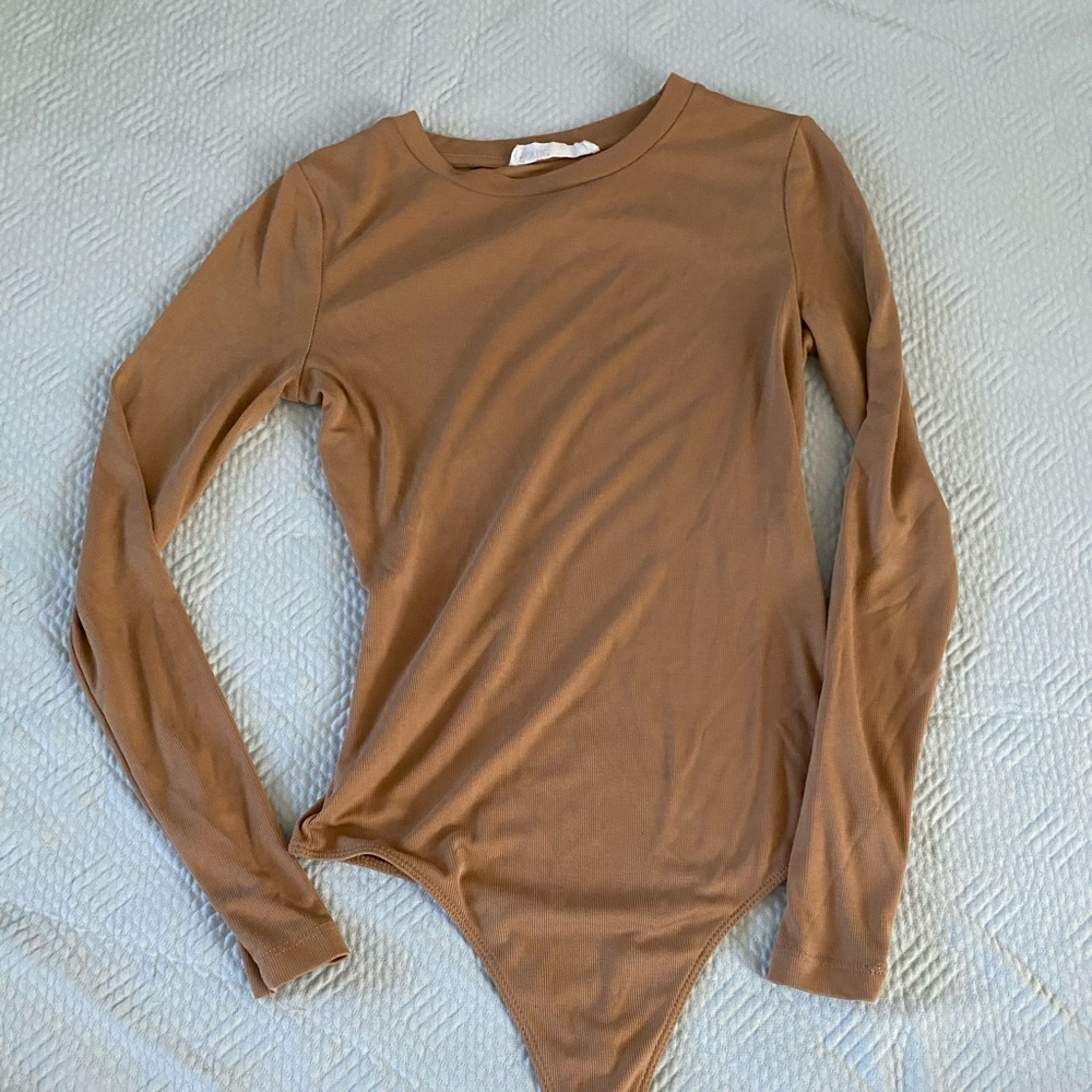 Elodie Camel Ribbed Bodysuit